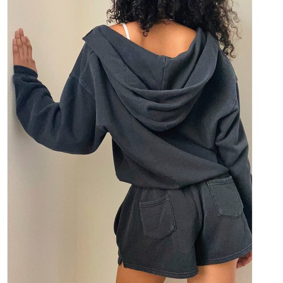 Free People Kickin’ It Romper Large Washed Black - Picture 3 of 6